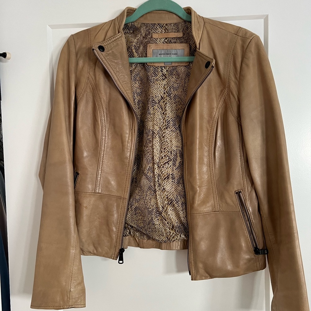 Andrew Marc tan leather jacket